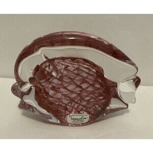 Italian Marcolin Art Glass Fish Sardinia Crystal Paperweight Signed 4 Inches